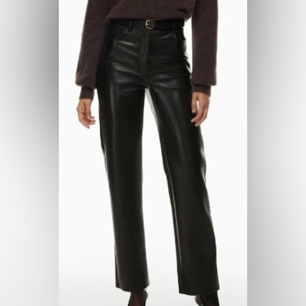 Wilfred Black Faux Leather Straight Leg Pants